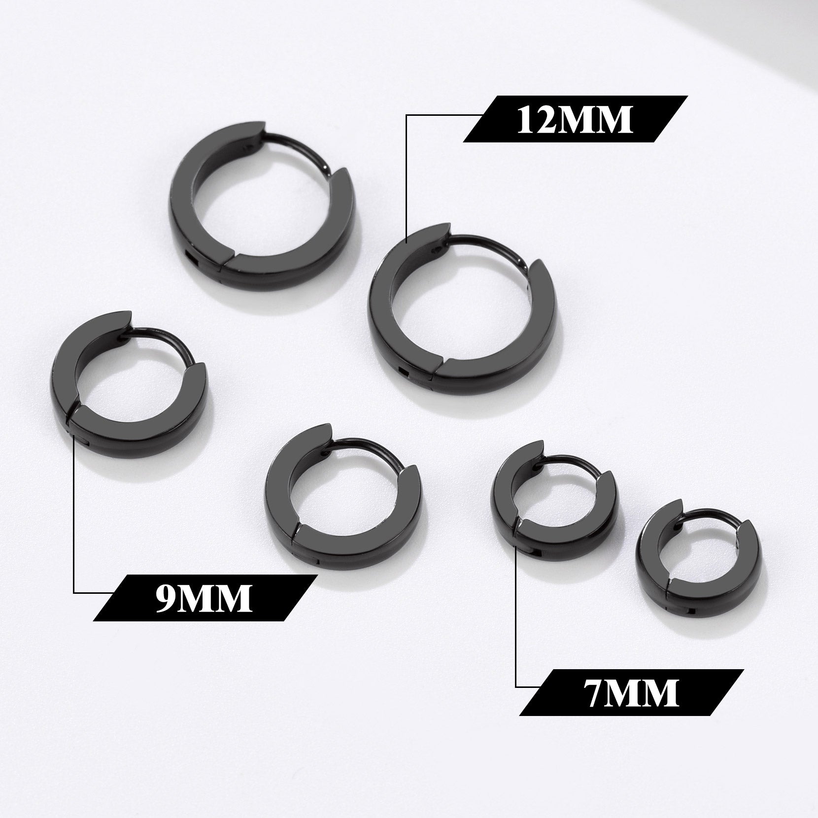 Classic Stainless Steel Huggie Hoop Earrings Set for 3 Piece