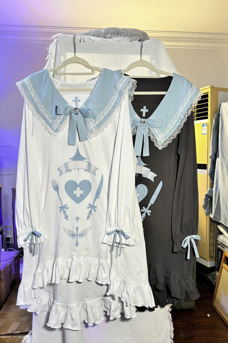 [angel Style] Subculture Big Collar Medium Dress