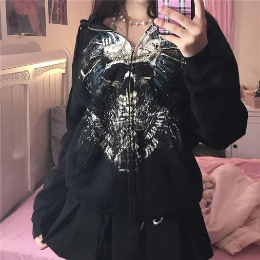 Skull Hooded Sweatshirt Black