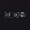 Sterling Silver Round Black Diamond Stud Earrings for
