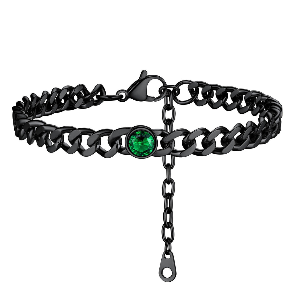 Personalized Birthstone Cuban Link Anklet for