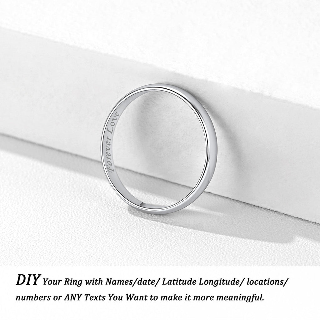 Sterling Silver Minimalist Band Ring for Couple
