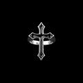 Obsidian Crucifix Ring