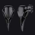 Gothic Raven Skull Stud Earring for