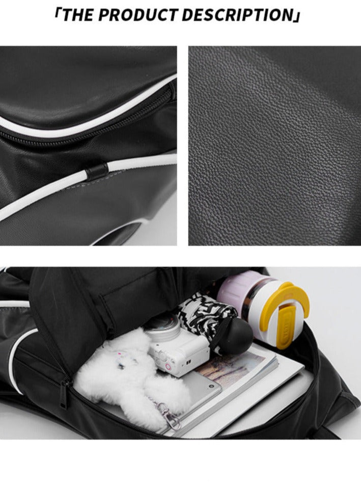 Piping Stitch Leather Pc Backpack
