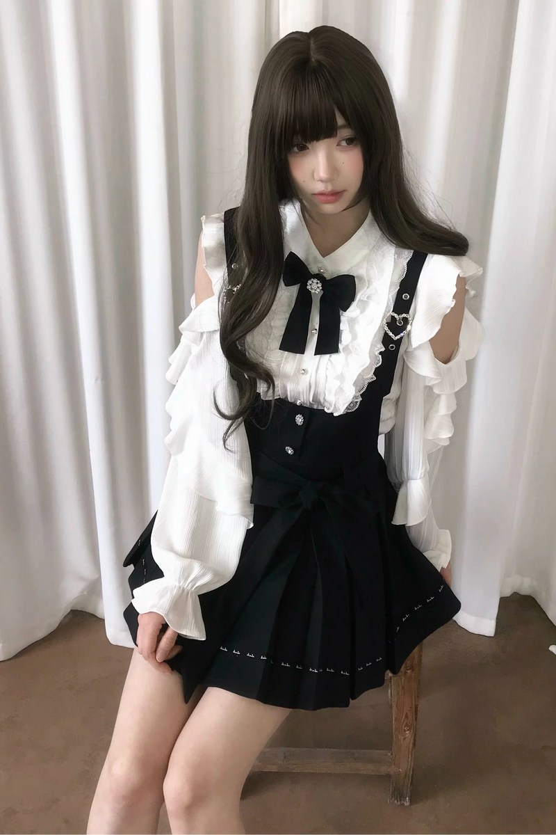 Dark Sweet Off Shoulder Top + Suspender Skirt