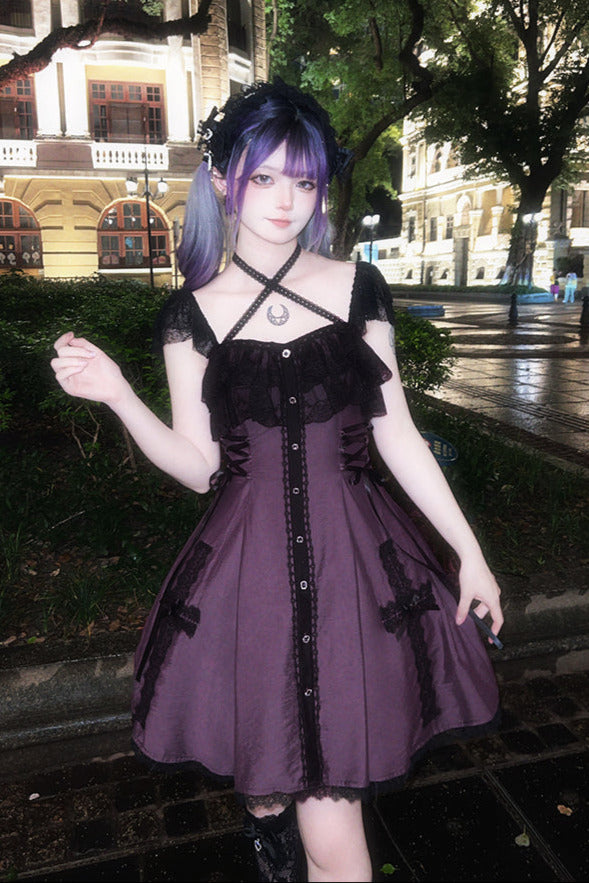 [reservations] Gothic Dark Mine Lace Flying Sleeve Dress + Choker
