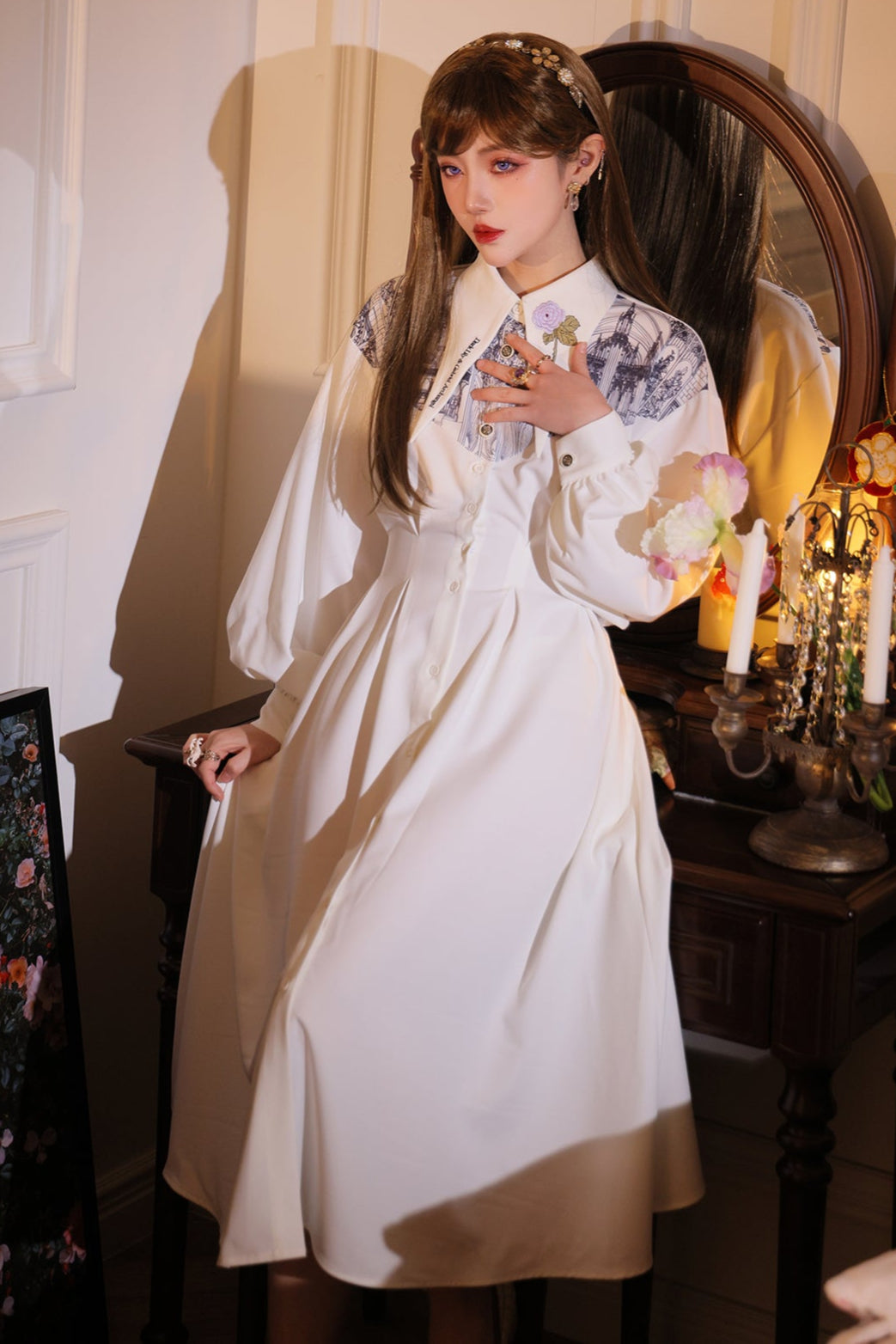 French Long Shirt Dress