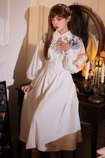 French Long Shirt Dress