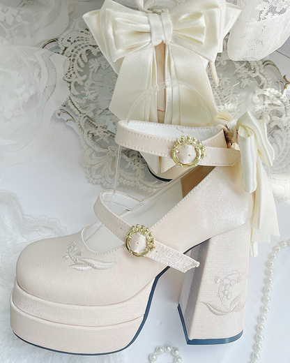 Sweet Macaron Color Ribbon Lolita Heel