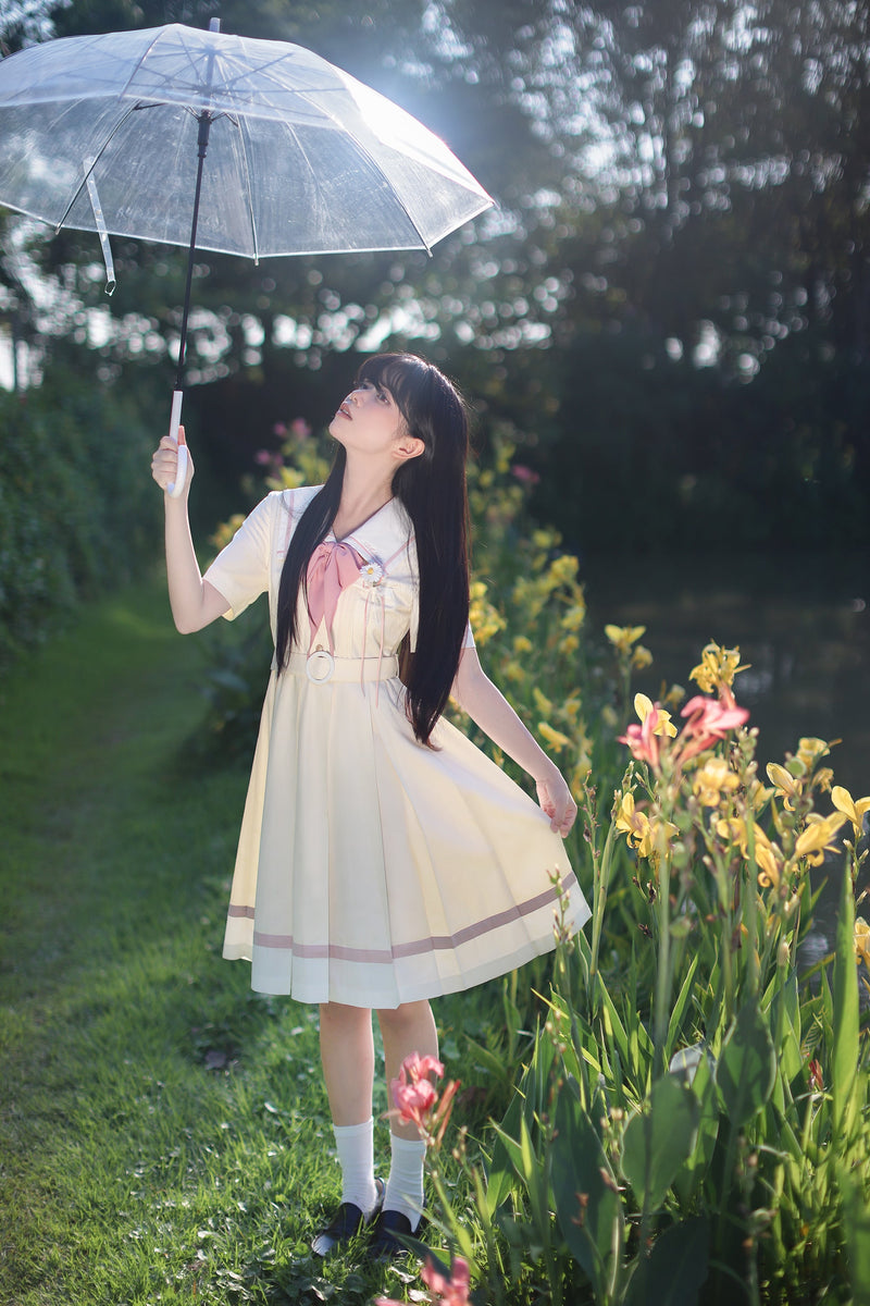 Milky Yellow Retro Jogakuin Dress