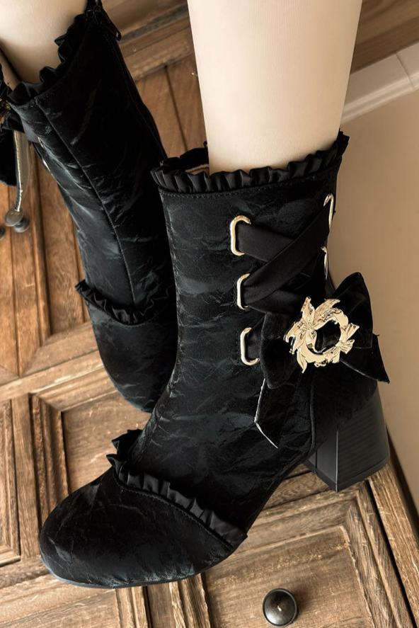 Lolita Classical Ribbon Short Boots