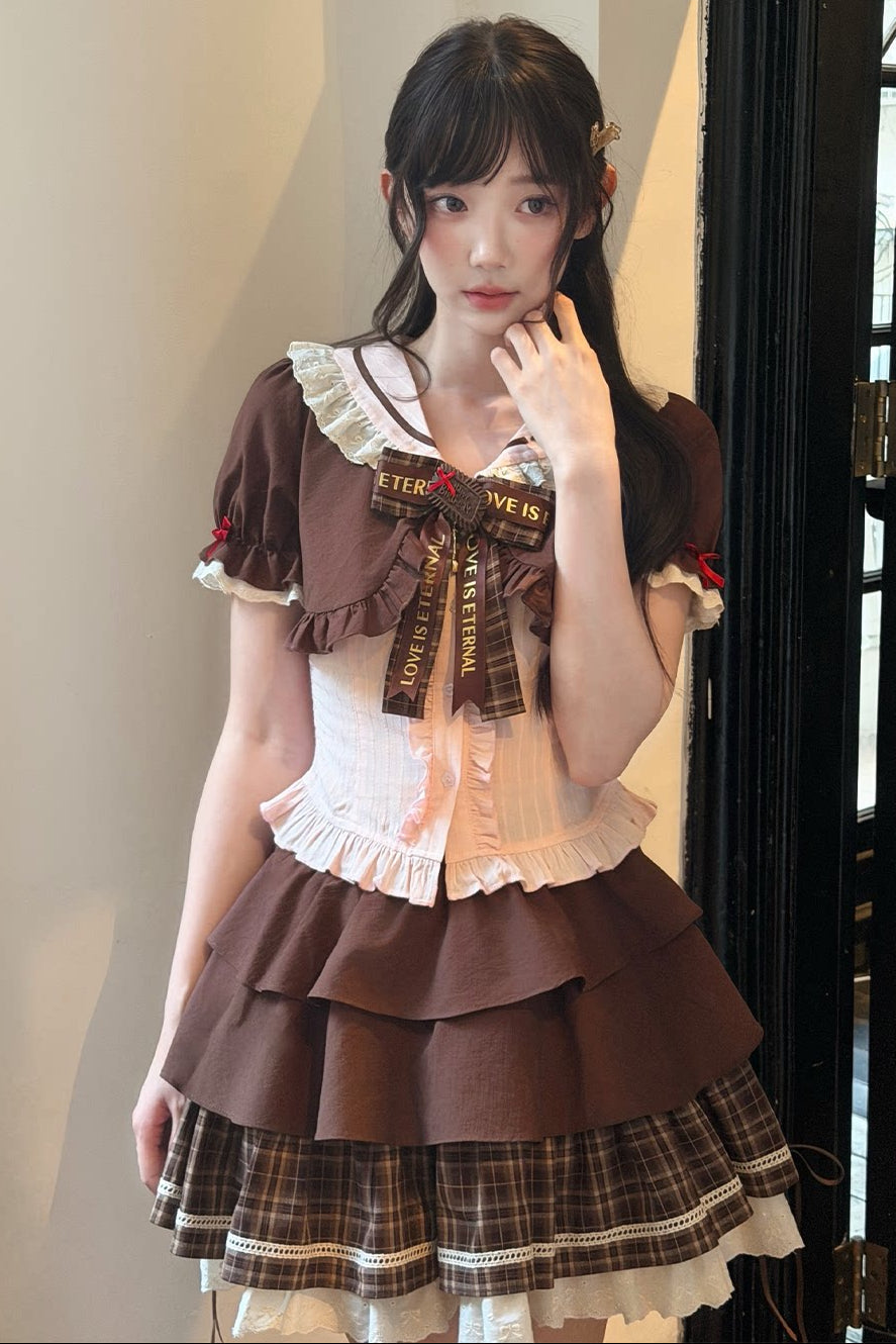 Strawberry Cocoa Doll Collar Top + Skirt