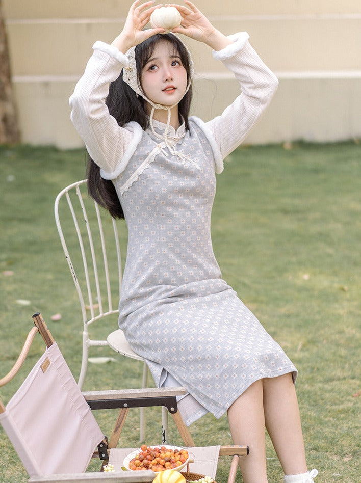 Pastel Sweet Retro Flower Chinese-style Dress