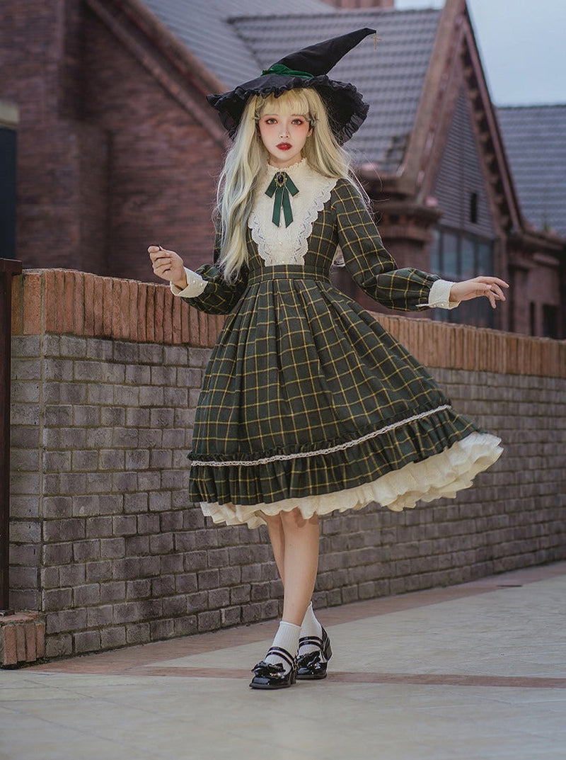 Retro Girl Volume Check Lolita Dress [pre-order]
