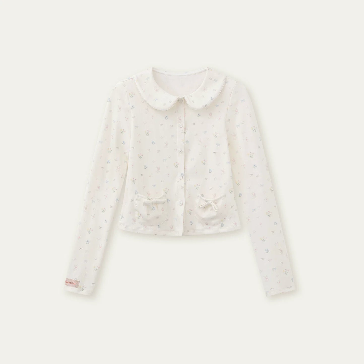 Printed Doll Collar Blouse + Pants