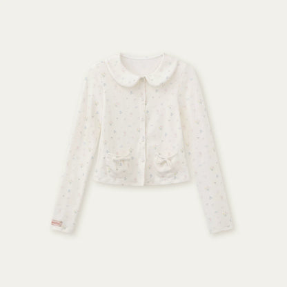 Printed Doll Collar Blouse + Pants