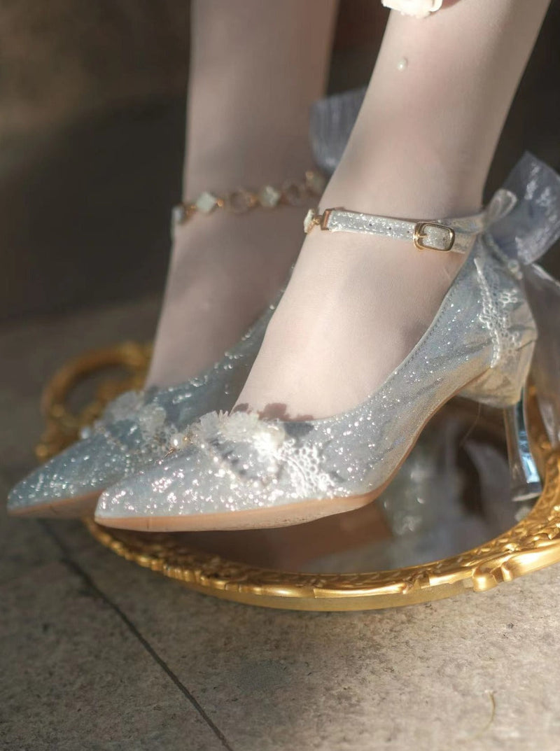 Ice Blue Lace Heels