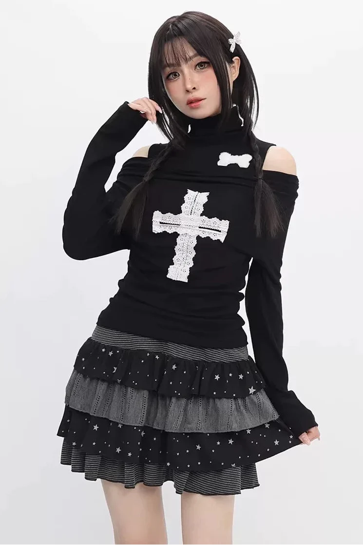 Lace Cross Off-shoulder Top