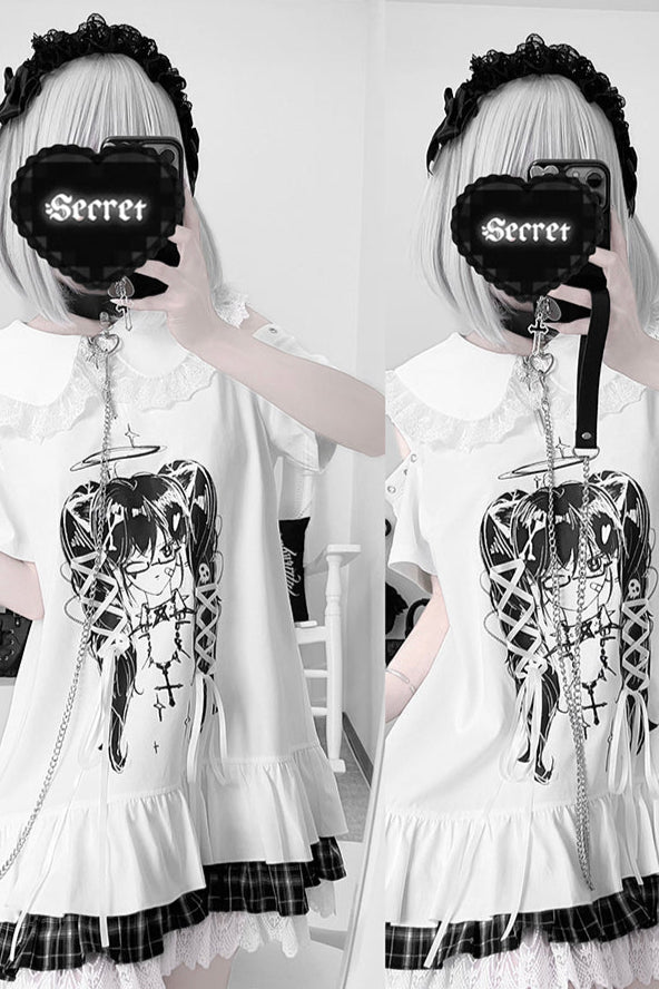 Subculture Print Off Shoulder Tie Dress