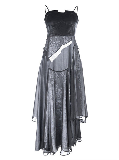 Dark Cool Paneled Asymmetric Ring Dress