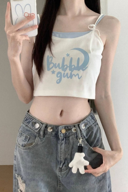 Plaid Shirt + Camisole + Denim Pants