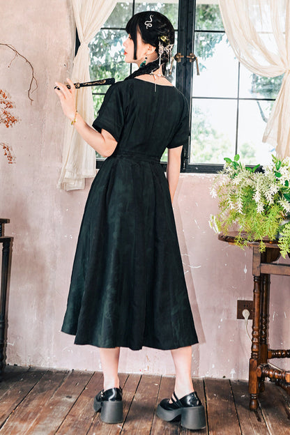 Chinese-style Stitch Jacquard Long Dress