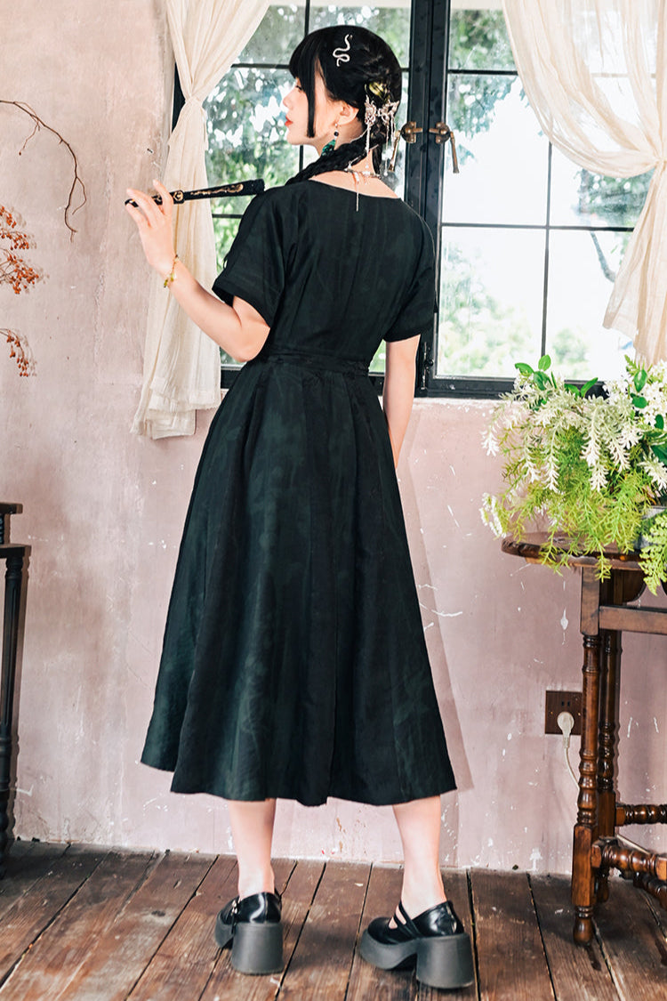 Chinese-style Stitch Jacquard Long Dress