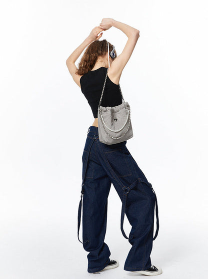Fragrance Pearl Chain Drawstring Shoulder Bag