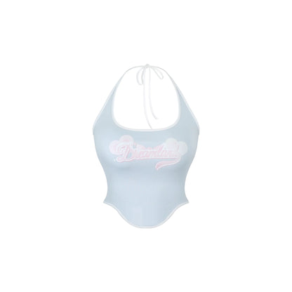 Milk Blue Sporty Hoodie + Halter Neck Suspender + Sports Shorts