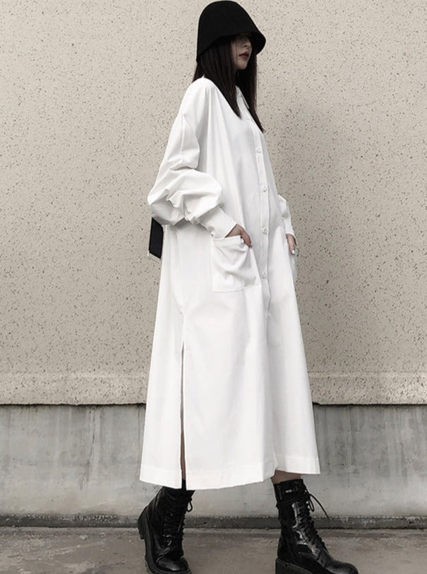 Dark Style Design Mid Length Shirt Dress