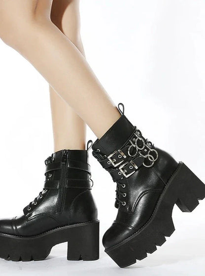 Punk Belt Buckle Metal Ring Martin Boots