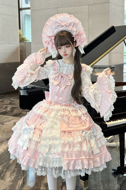 [pre-order] Peach Rabbit Antique Doll Lolita Dress Set