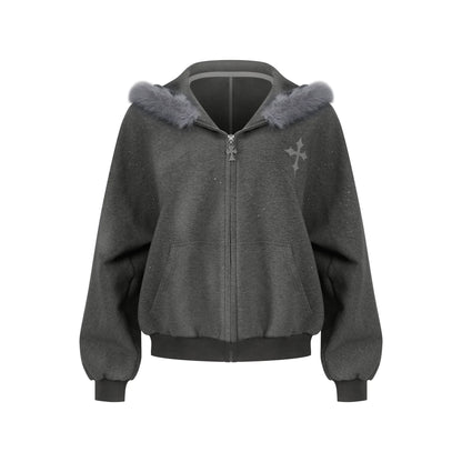 Cross Fur Hooded Jacket + Pants
