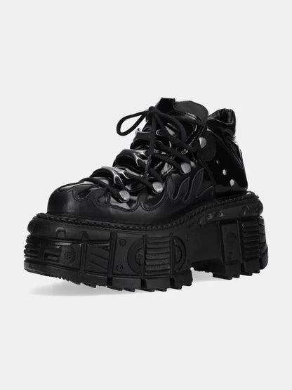 Retro Dark Punk Leather Lace-up Platform Shoes