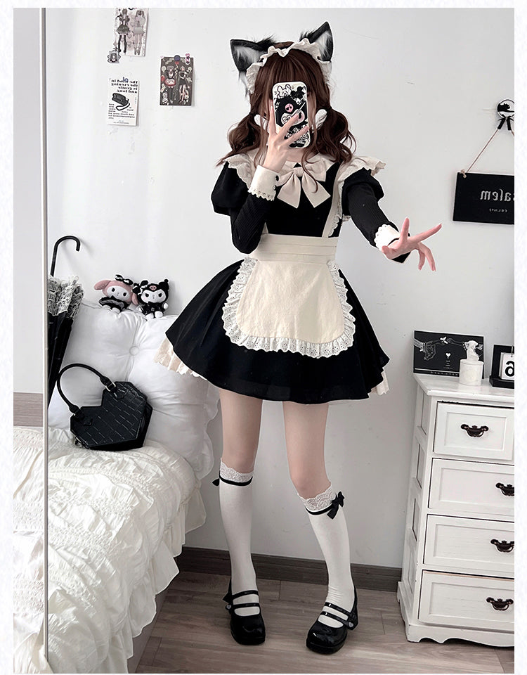 Pleated Lace Maid Dress