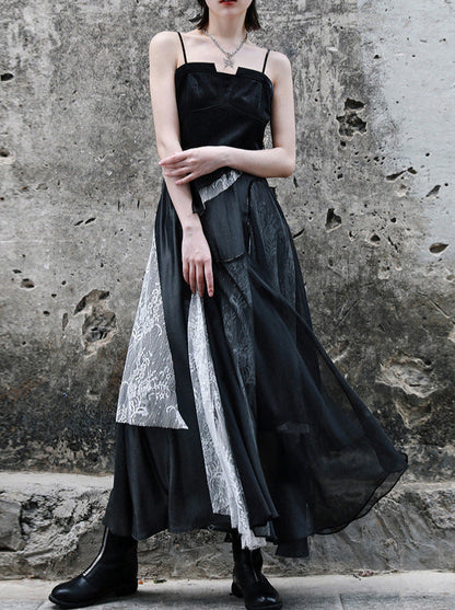 Dark Cool Paneled Asymmetric Ring Dress