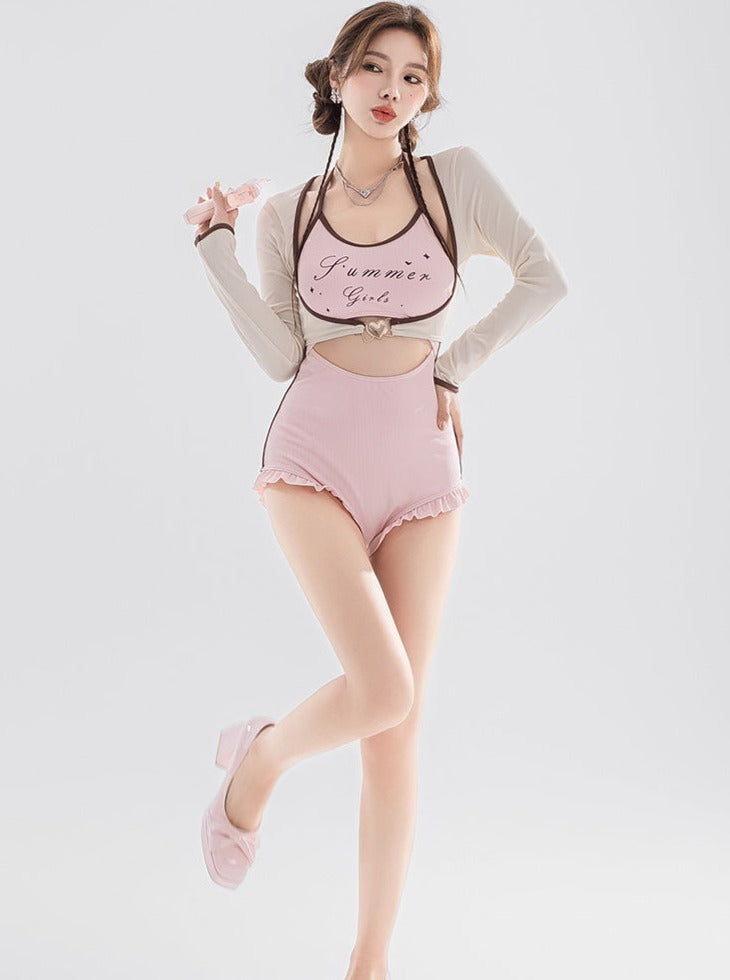 Retro Sweet Two Piece Overall Swimsuit