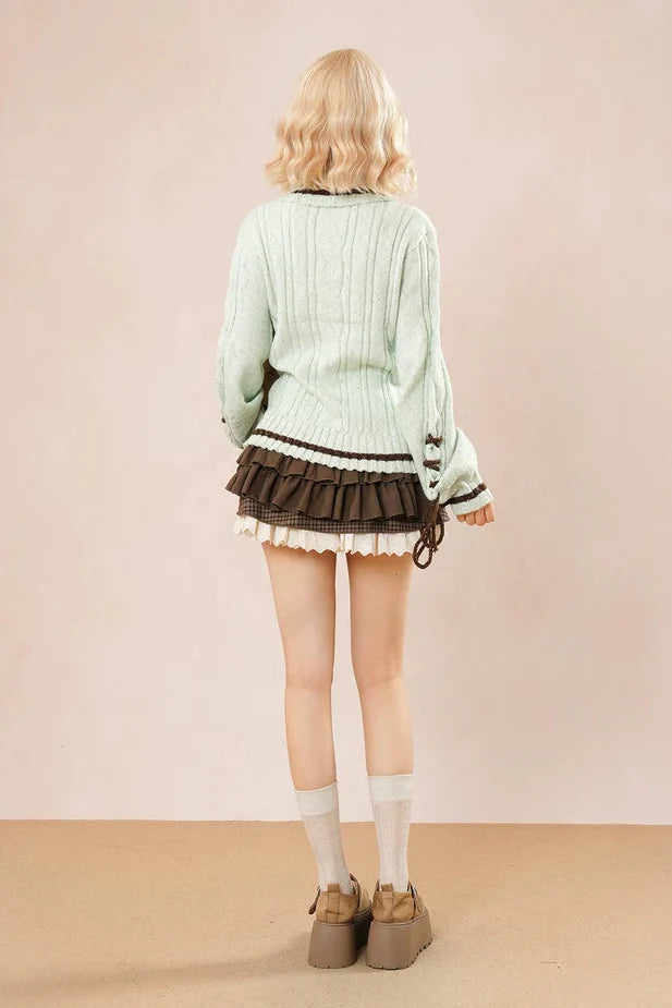 Mint Bear Knit Top + Tiered Skirt