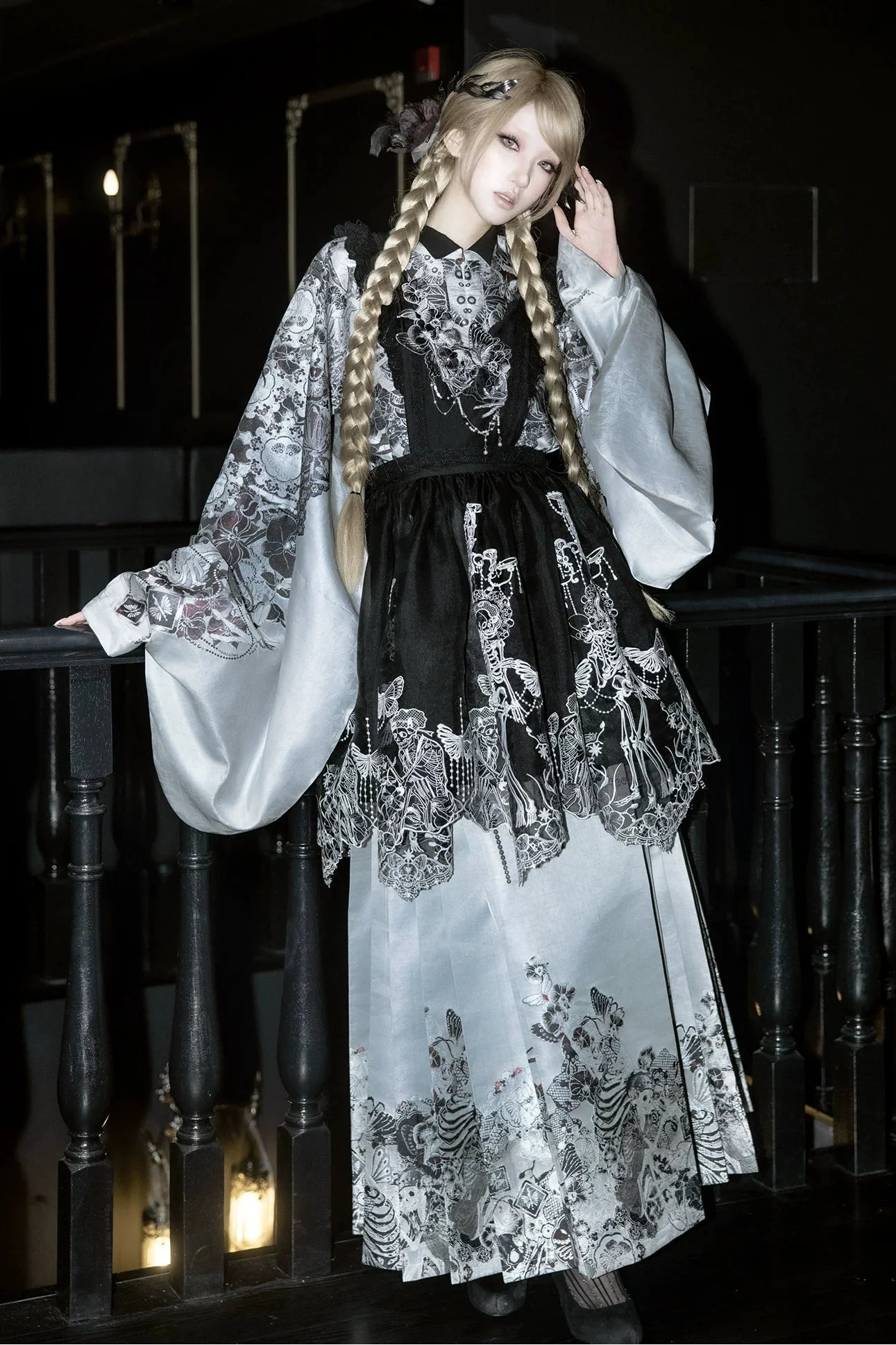 Gothic Skirt + Big Sleeve Jacket + Pleated Long Skirt