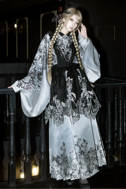 Gothic Skirt + Big Sleeve Jacket + Pleated Long Skirt