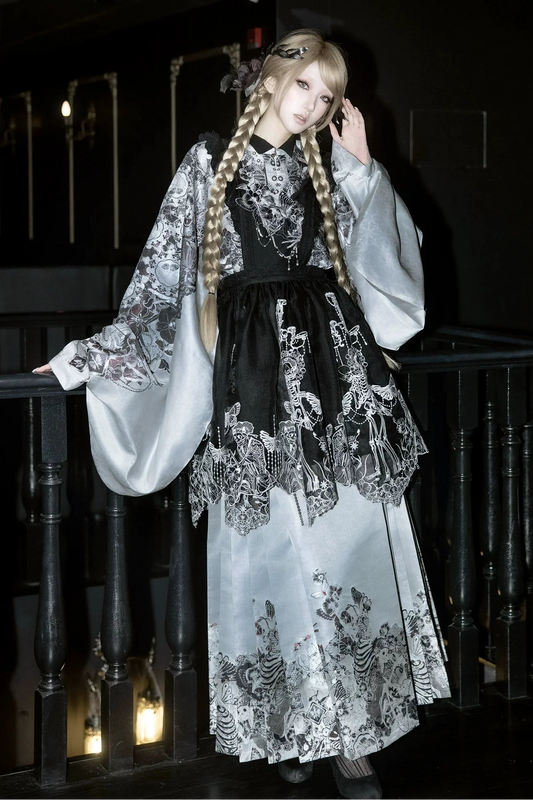 Gothic Skirt + Big Sleeve Jacket + Pleated Long Skirt