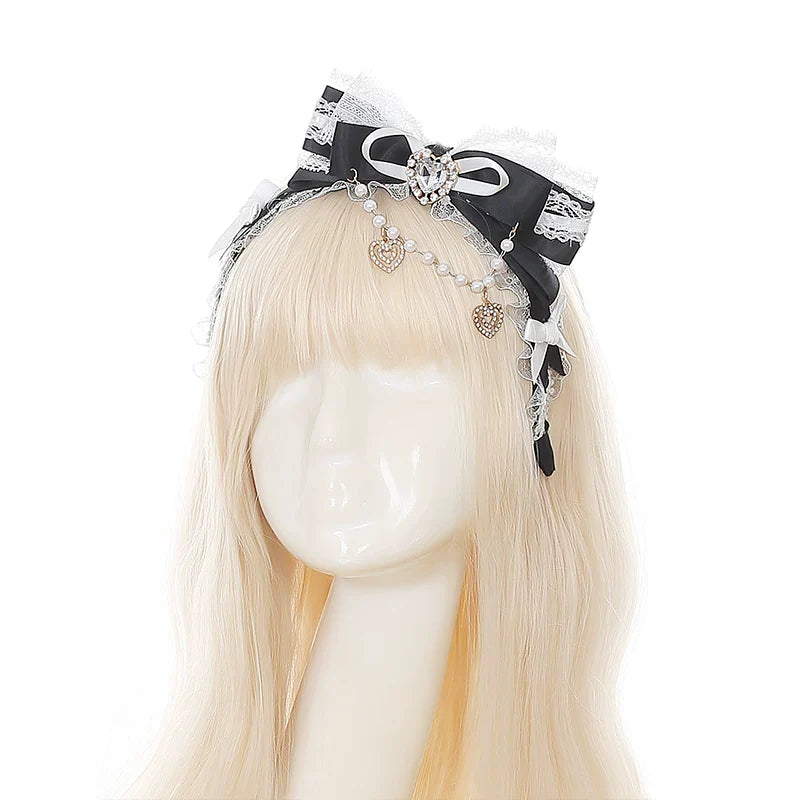 Black and White Dark Kawaii Swimsuit + Headband