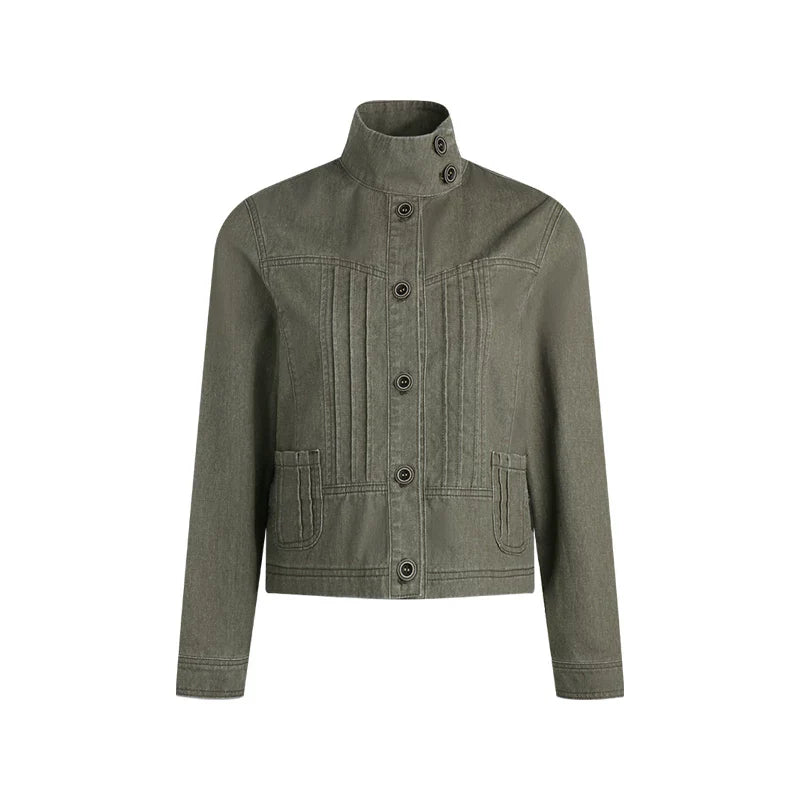 Pleated Denim Jacket + Skirt