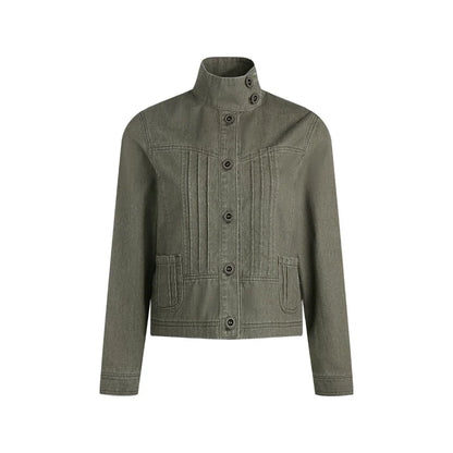 Pleated Denim Jacket + Skirt
