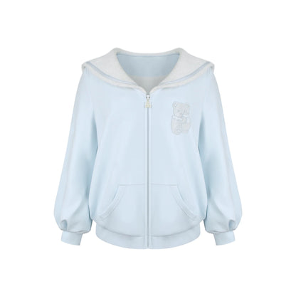Milk Blue Sporty Hoodie + Halter Neck Suspender + Sports Shorts