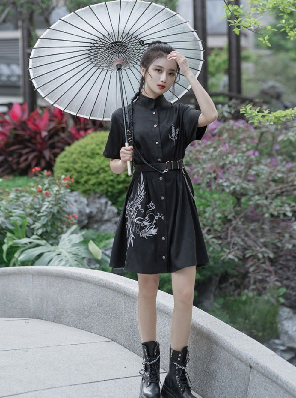 Dragon Design Mode Slim Shirt Dress