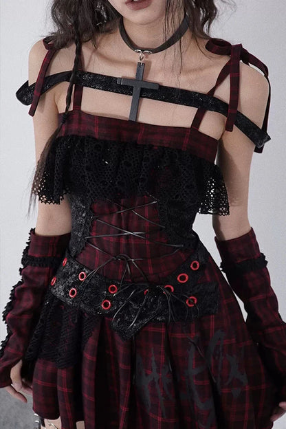 Magic Rhythm Plaid Asymmetrical Dress