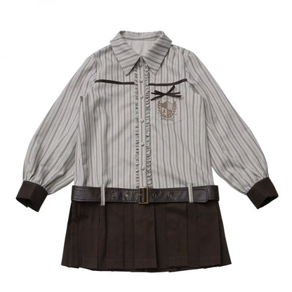 Striped Shirt Dress + Shirt + Cargo Pants + Tie