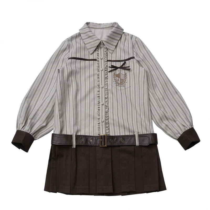 Striped Shirt Dress + Shirt + Cargo Pants + Tie